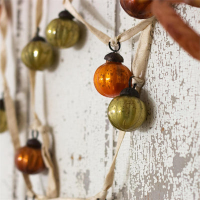 Mini Pumpkin Mercury Glass Ornaments on Garland