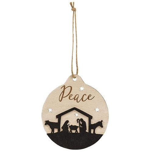 Set of 2 Peace and Rejoice Nativity Silhouette Ornaments