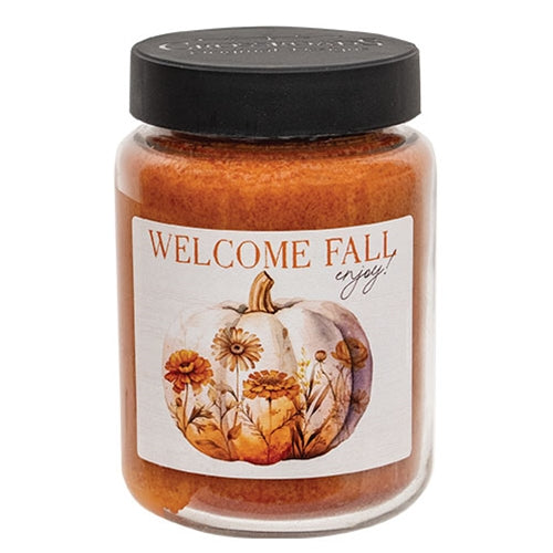 Welcome Fall Enjoy Maple Pumpkin Donut 26 oz Jar Candle