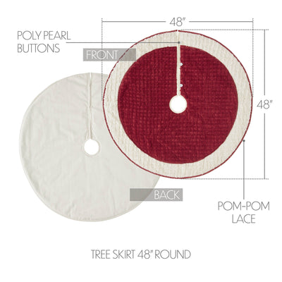 Kringle Red and White Chenille 48" Diameter Christmas Tree Skirt