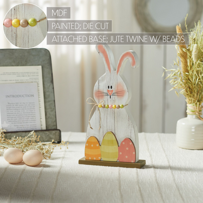 Bunny Hop with Eggs 12" Wooden Sitter