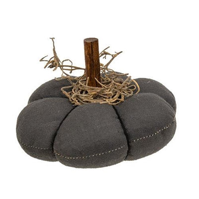 Rustic Mossy Black Fabric Pumpkin 4.5"