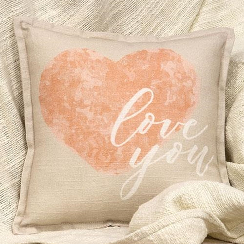 Love You Pastel Heart 10" Accent Pillow