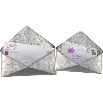 Surprise Me Sale 🤭 Set of 2 Rustic Metal Envelope Shaped Wall Pockets