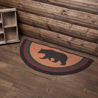 🎄💙 Wyatt Stenciled Bear Jute Rug Half Circle With Pad