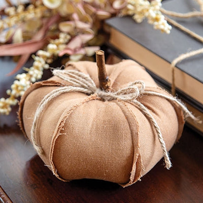 Autumn Stuffed Fabric Pumpkin with Seams 6.5"