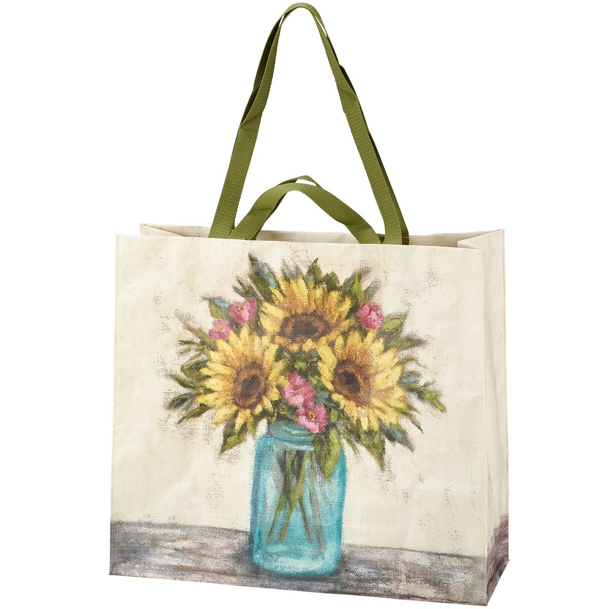 Sunflowers in Mason Jar Large Shopping Tote Bag