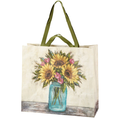 Sunflowers in Mason Jar Large Shopping Tote Bag