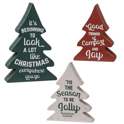 Set of 3 Christmas Carol Wooden Tree Sitters