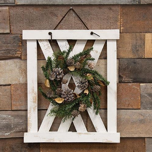 Lath & Wood Decorative Wreath Hanger 18" H