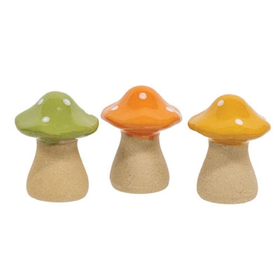 💙 Set of 3 Ceramic Fall Mushroom Figurines.