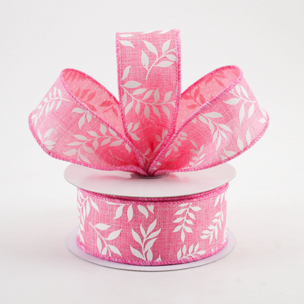 💙 🔥 Pink Laurel Leaf Ribbon 1.5