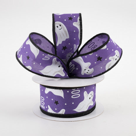 Boo Ghosts On Purple Background Ribbon 1.5