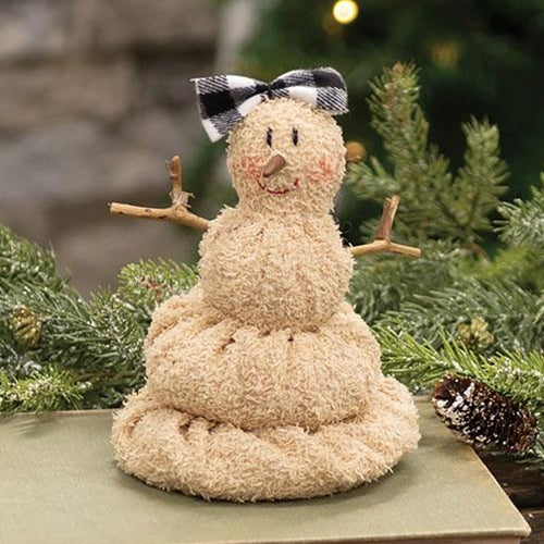 Miss Melting Snowman with Bow Fabric Figure