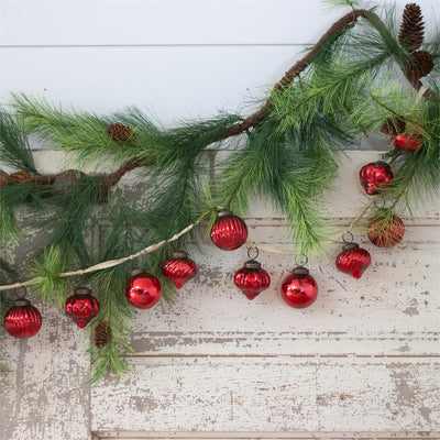 Red Mercury Glass Ornament 77" Garland