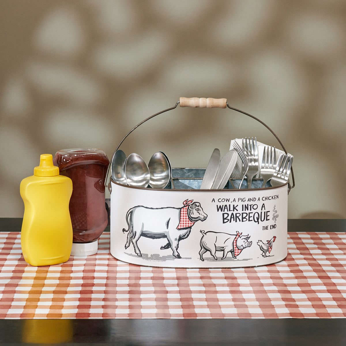 A Cow Pig and Chicken Barbeque Caddy