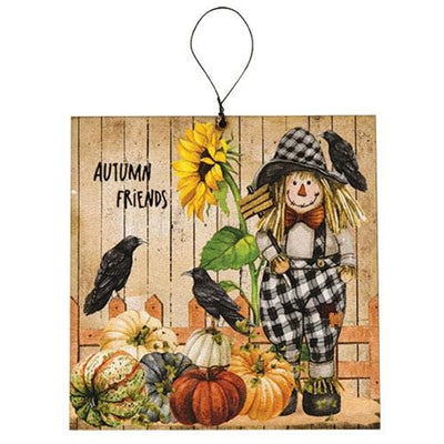 Set of 3 Scarecrow & Friends Square Ornaments