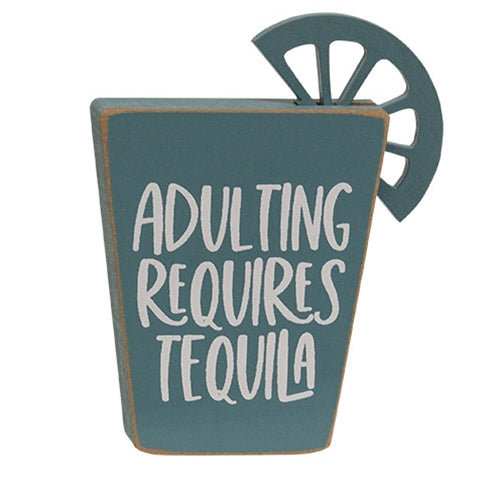 Set of 2 Tequila Words Block Sitter Signs