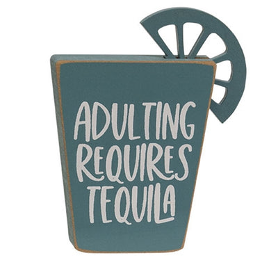 Set of 2 Tequila Words Block Sitter Signs