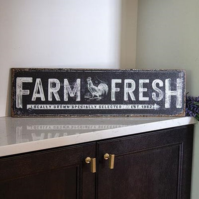 Farm Fresh Black Distressed 24" Metal Sign