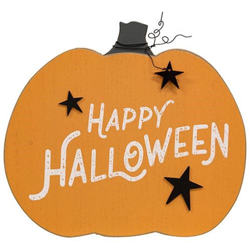 Happy Halloween Pumpkin Easel Sign 10" H