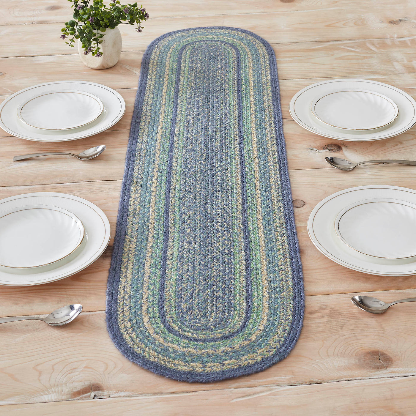 Jolie Jute Blues 48" Oval Table Runner