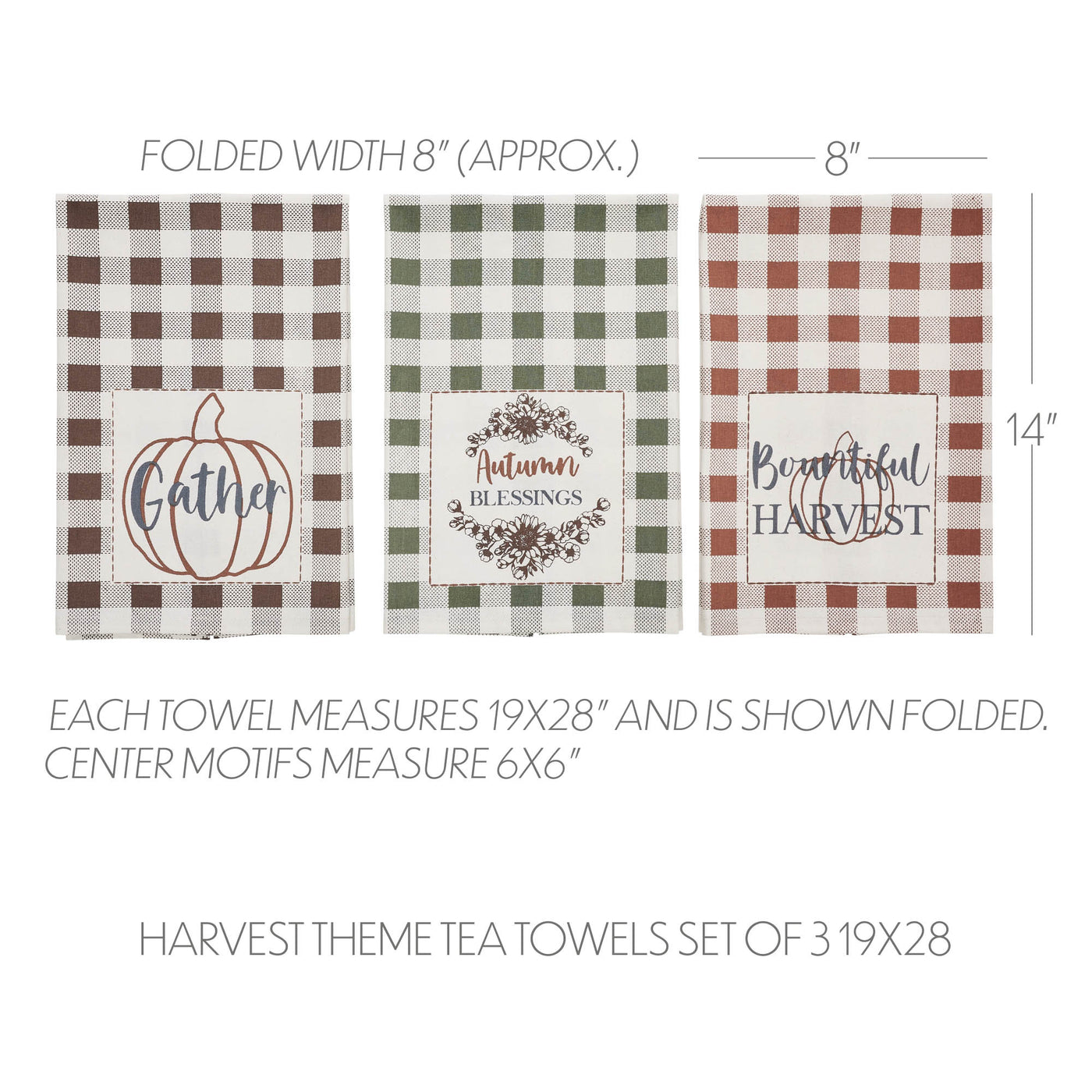 Set of 3 Bountifall Harvest Theme Tea Towels Set of 3 19x28