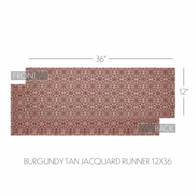 Burgundy Tan Jacquard 36" Table Runner