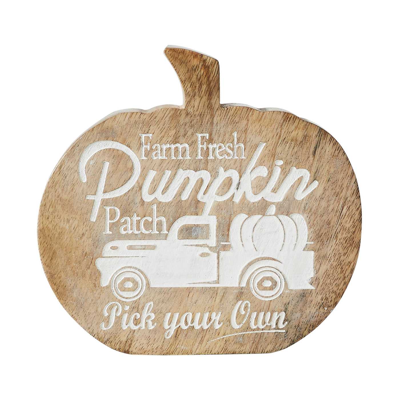Farm Fresh Pumpkin Patch Pumpkin Shaped Wood Decor 6" H