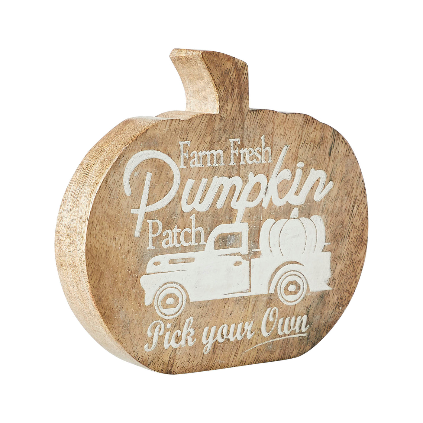 Farm Fresh Pumpkin Patch Pumpkin Shaped Wood Decor 6" H
