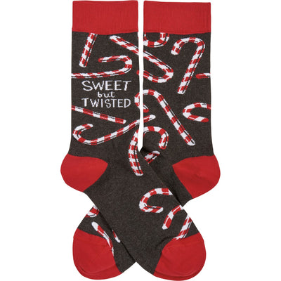 Sweet But Twisted Candy Cane Novelty Christmas Socks