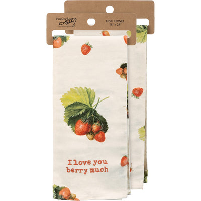 I Love You Berry Much Strawberries Kitchen Towel