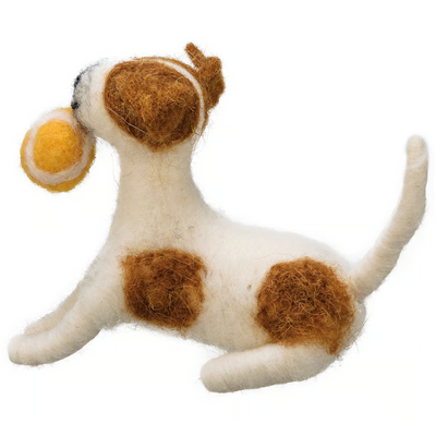 💙 Friendly Dog with Ball Felt Critter Figure
