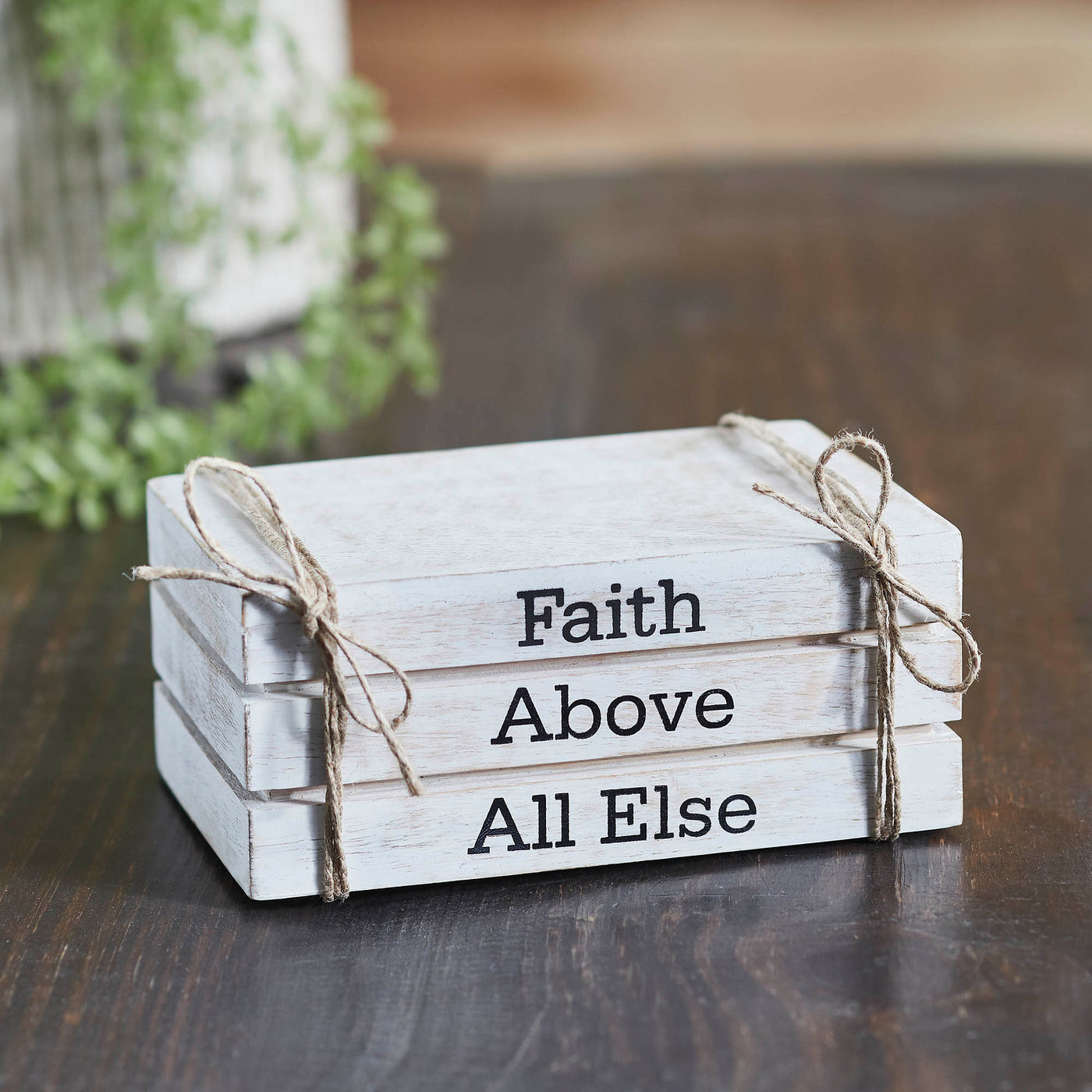 Faith Above All Else Faux Book Stack