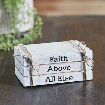 Faith Above All Else Faux Book Stack