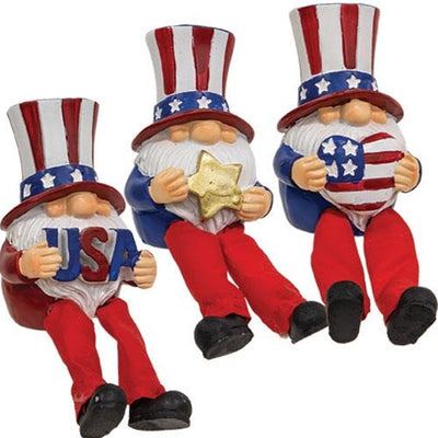 Set of 3 Americana Gnomes with Dangle Legs
