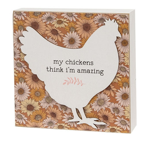 Set of 3 Floral Layered Chicken Box Signs