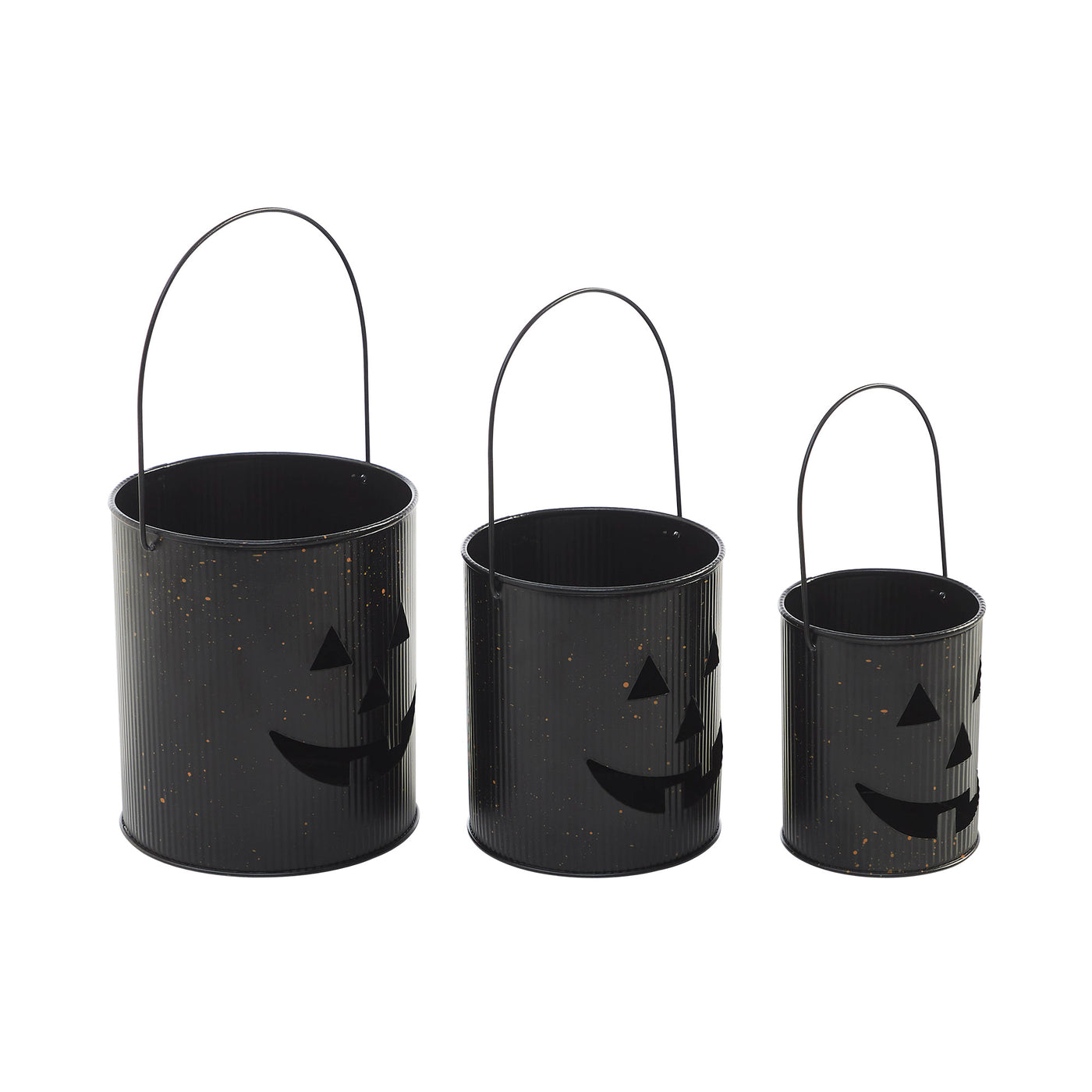 Set of 3 Halloween Jack O Lantern Buckets