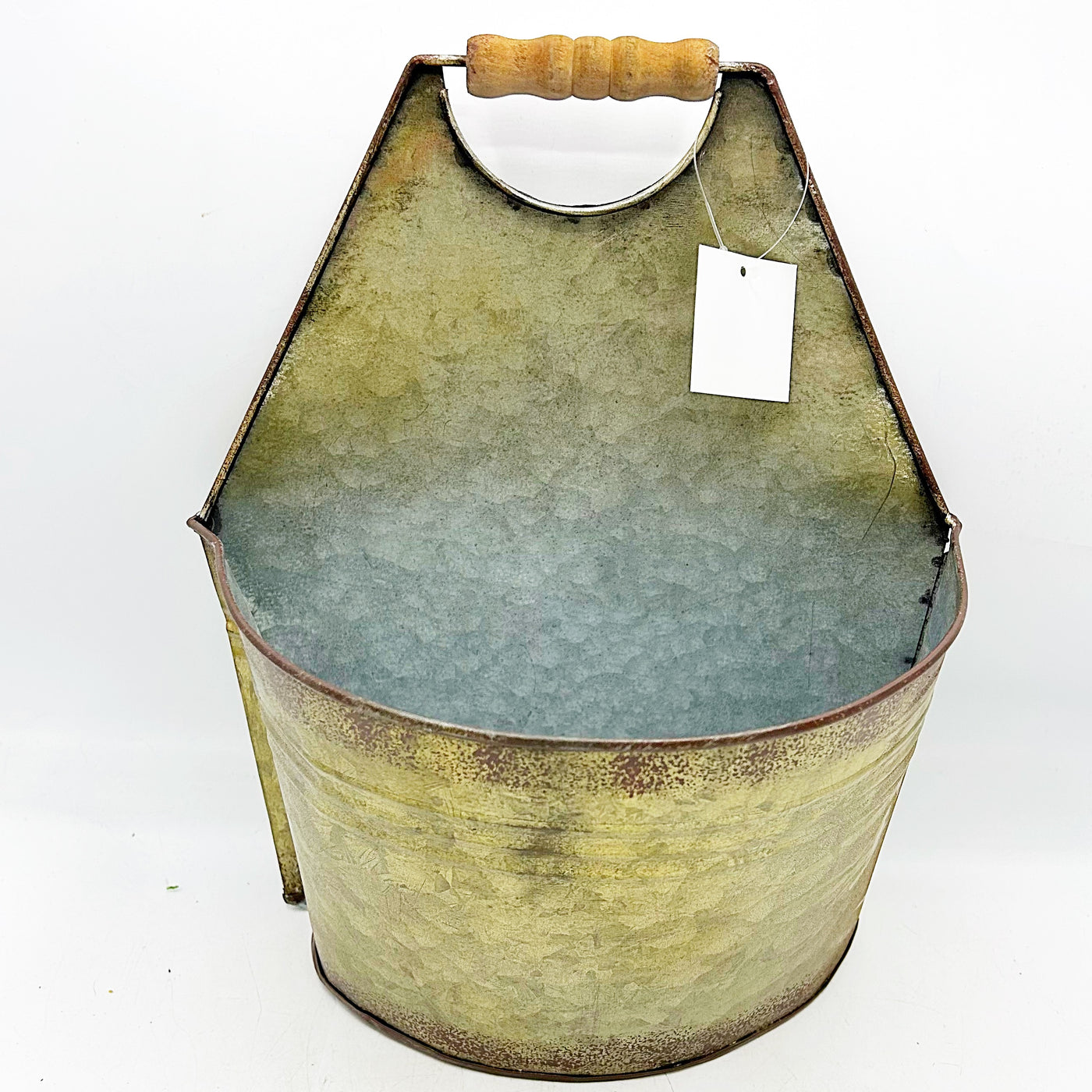 Galvanized Wall Pocket Bucket With Wooden Handle