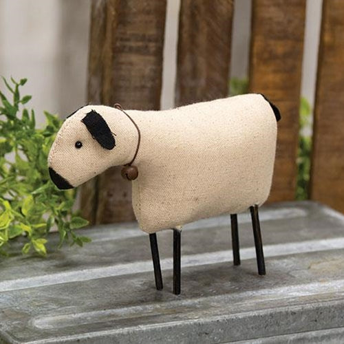 💙 Primitive Sheep With Rusty Bell Collar Fabric Ornament