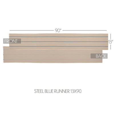 💙 Lauren Steel Blue Striped 90" Table Runner