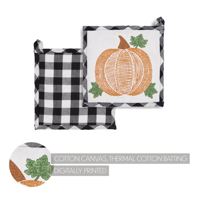 Annie Black Check Pumpkin 8" Trivet