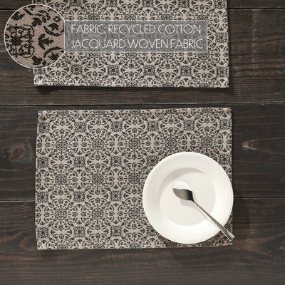 Set of 2 Custom House Black Tan Jacquard Placemats