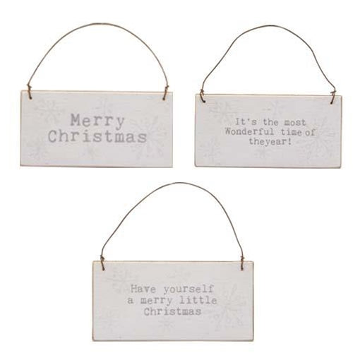 💙 Set of 3 Merry Christmas Words Mini Sign Ornaments