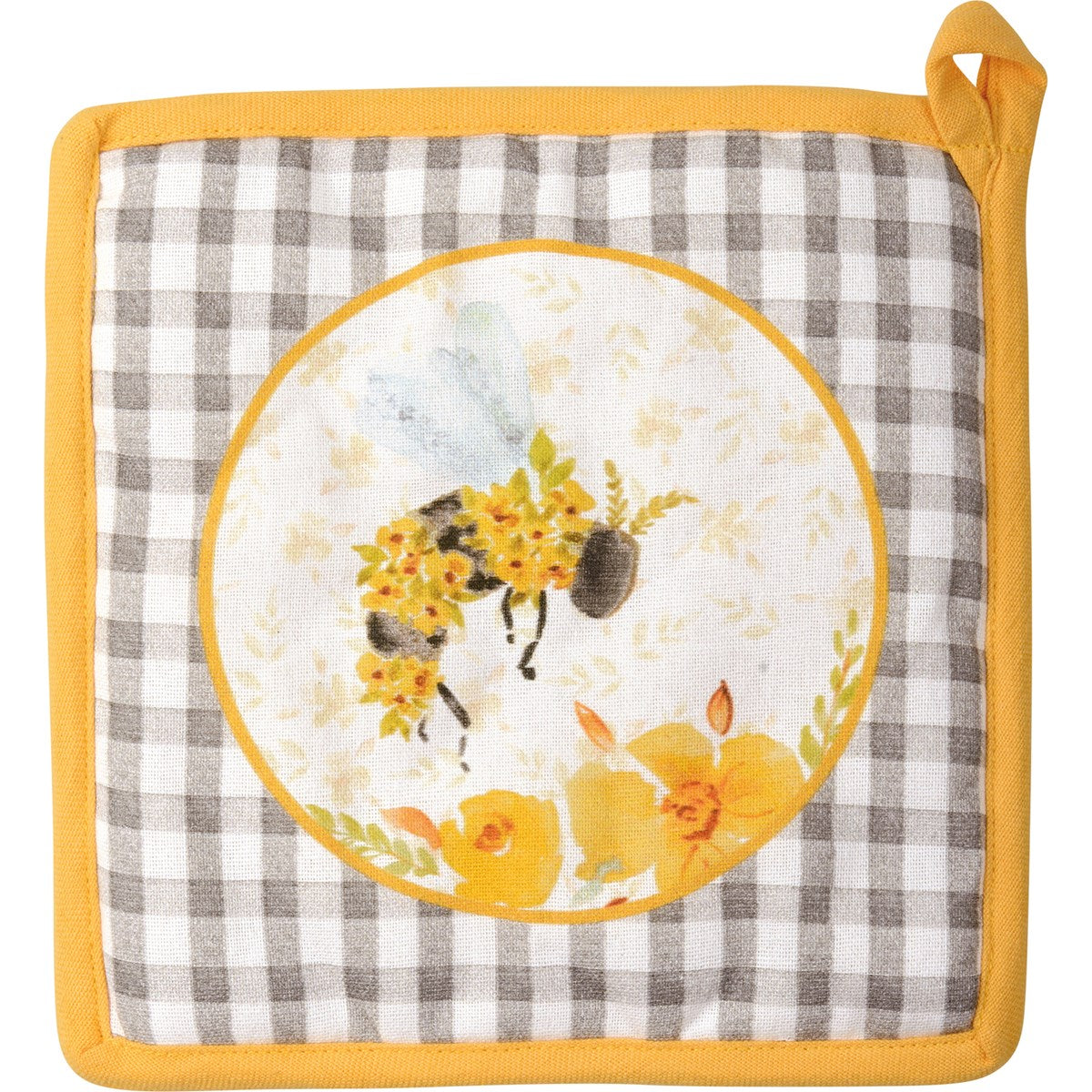 Floral Bees Kitchen Oven Mitt and Hot Pad Set