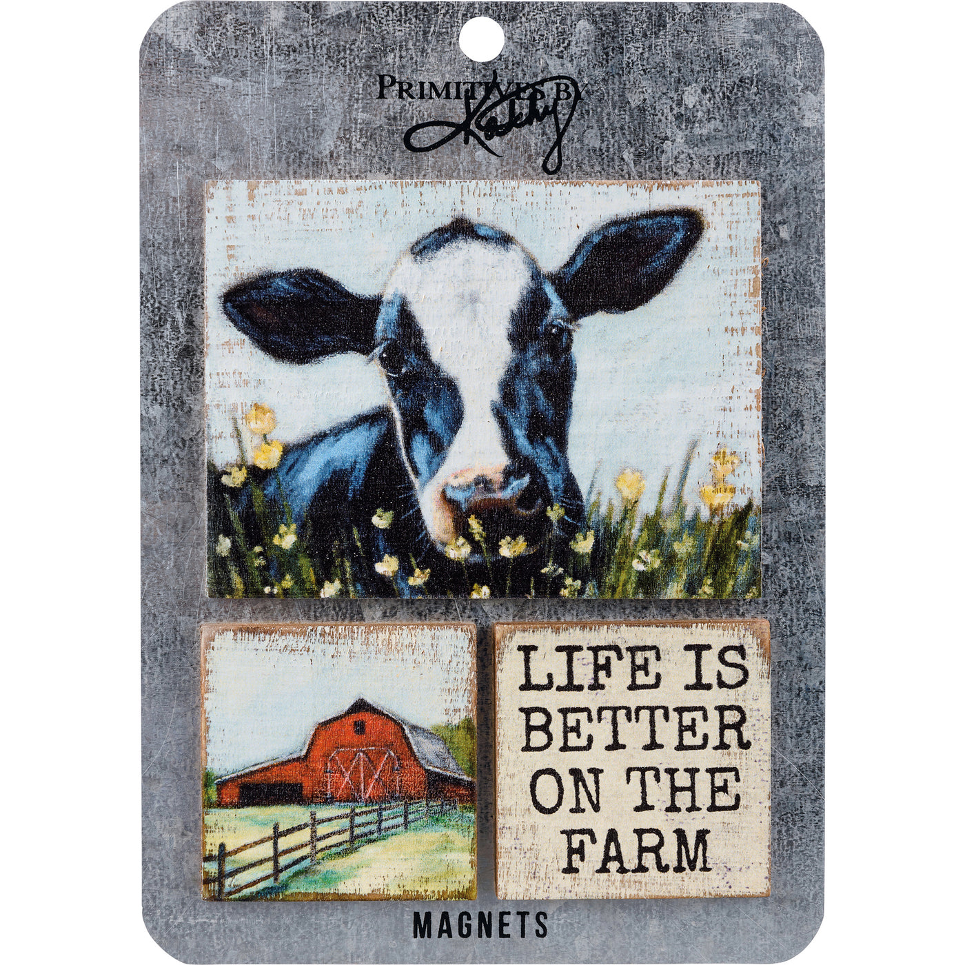 Life Is Better On The Farm Cow and Barn Magnet Set