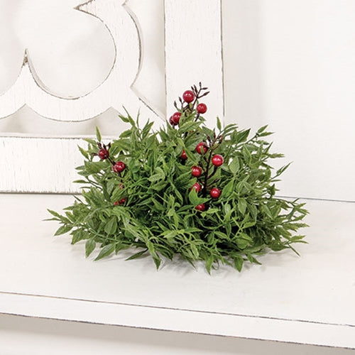 💙 Lady Ruscus & Berries 6.5" Faux Foliage Half Sphere