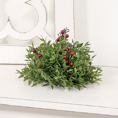 💙 Lady Ruscus & Berries 6.5" Faux Foliage Half Sphere