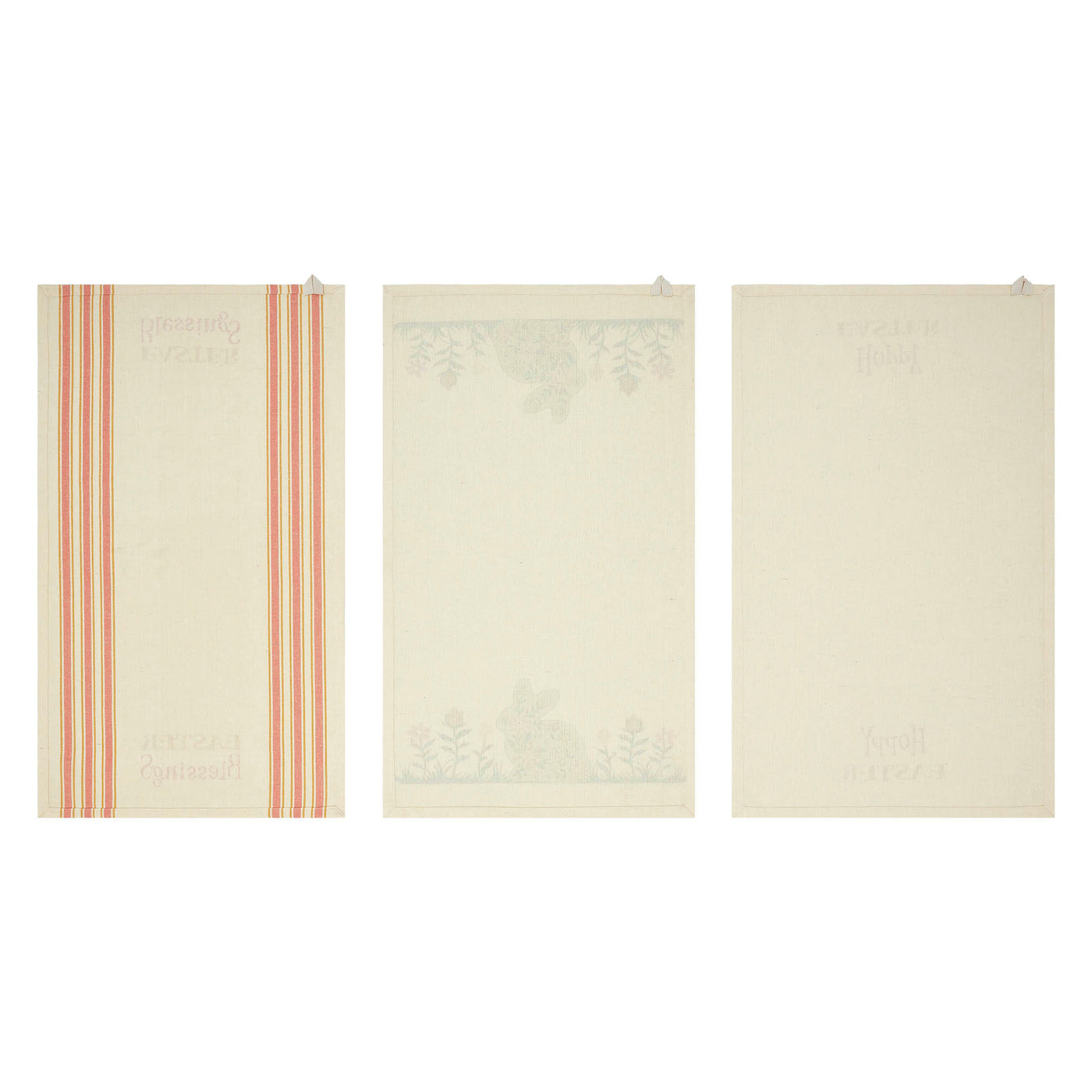 Set of 3 Bunny Hop Floral Bunny & Easter Tea Towels