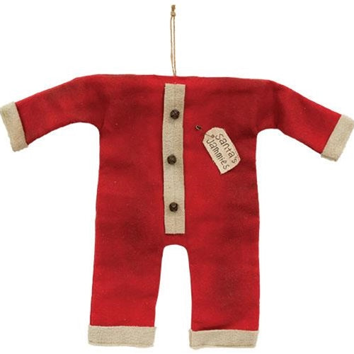 Santa's Red Jammies on Hanger Ornament